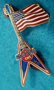 ONLINE HRO MEMORIAL DAY AMERICAN FLAG FLYING V GUITAR 2003 Hard Rock Cafe PIN LE - Picture 1 of 1