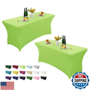 AZON 2 Pack 6FT Stretch Spandex Table Cover Washable and Wrinkle Resistant Ki - Picture 1 of 5