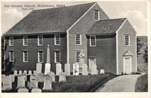 Lot of 2 ME Postcards Old German Church Built 1773 Waldoboro Interior Exterior - Bild 1 von 4