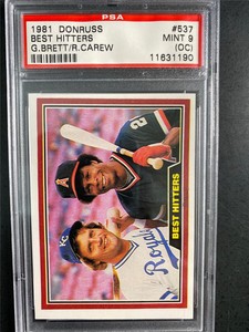 1981 Donruss George Brett Rod Carew #537 - PSA 9 NM-MT - Best Hitters