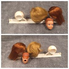 Vintage Midge Doll Wig Wardrobe 1009 Doll Head, Wig Stand, & 2 Wigs