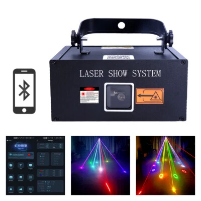 iOS Android App 3W RGBW Animation DMX Disco DJ Show Stage Projector Laser Lights - Image 1 of 4