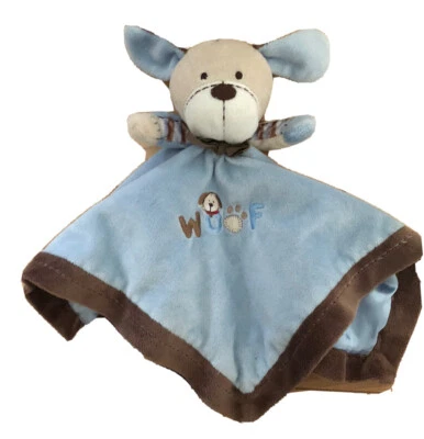 MANTA SONAJERO SATINADO SEGURIDAD AZUL MARRÓN CACHORRO CARTER’S WOOF DOG Foto 1 de 4