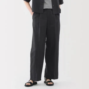 MUJI Womens Organic Cotton Hemp Wide Pants Black FedEx - Bild 1 von 9