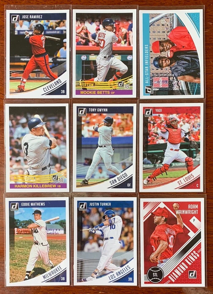 2018 Donruss Blank Back SSP Lot Of 9 Mookie Betts Yadier Molina Barry Larkin - Image 1 of 2