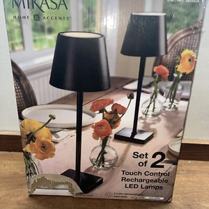 Mikasa Rechargeable 14-inch LED Lamps with Touch Control, Set of 2 Black - Picture 1 of 10
