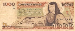 Mexico  1000  Pesos  7.8.1984  Series VQ  Prefix W W   Circulated Banknote Qash1 - Picture 1 of 2
