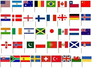 30 Eurovision & International Flag Cocktail Sticks Cupcake Sandwich Topper Picks - Picture 1 of 4