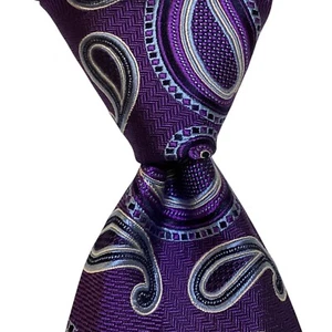 JOS. A. BANK Signature Collection Mens 100% Silk Necktie PAISLEY Purple/Blue EUC - Picture 1 of 3