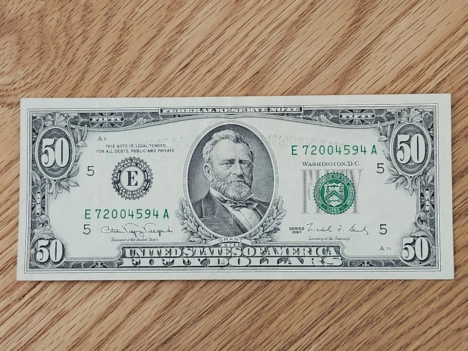 1990 $50 NON STAR RICHMOND DISTRICT E72004594A - Image 1 of 4