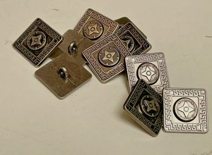 buttons square silver tone 3/4" metal shank 5pcs - Picture 1 of 5