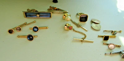 LOTE DE CLIPS DE CORBATA VINTAGE - PARES DE GEMELOS E INDIVIDUALES - PASADORES DE CORBATA Foto 1 de 4