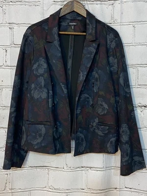 Chaqueta Blazer Roz & Ali Para Mujer 3X Floral Oscuro Elastizada Jacquard Negra Azul Marino Verde Foto 1 de 4