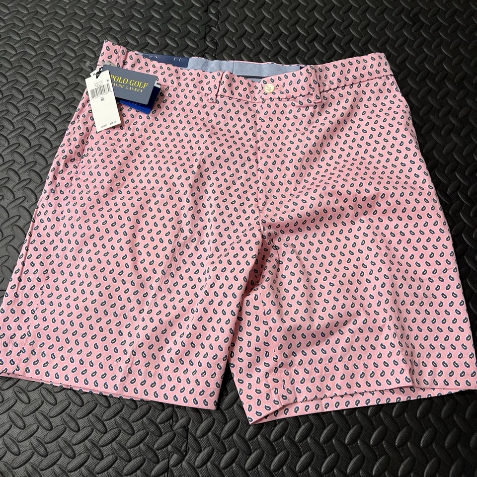 Raro Nuevo Con Etiquetas Polo Golf Ralph Lauren Pantalones Cortos Para Hombres 36 Rosa Paisley Calce Clásico Ret $100 Foto 1 de 4
