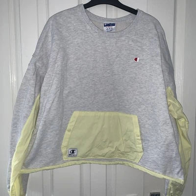 Exc. cond. Champion  80s 90s Vibe Activewear Pullover Sweatshirt Yellow Grey XL - Image 1 of 4