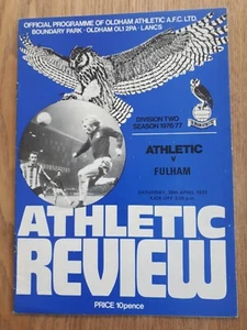 Oldham Athletic v Fulham - League Division 2 Programme - 30th April 1977 - Picture 1 of 4