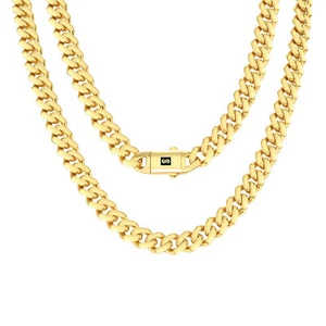 14k Yellow Gold Royal Monaco Miami Cuban Link 9mm Chain Mens Curb Necklace 28" - Picture 1 of 11