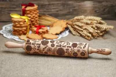Springerle  Embossed Rolling pin Patterned Flowers cookie mold Textured dough - Image 1 of 4