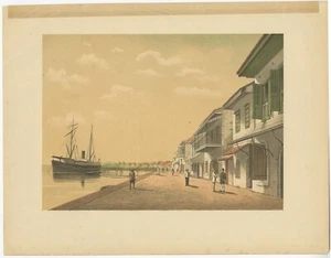 Impresión antigua de un barco de vapor en Tanjung Burung - Imagen 1 de 1