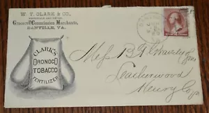1885 2 Cent Washington Red Danville VA W.T. Clark & Co. Grocers Oronoco - Bild 1 von 3