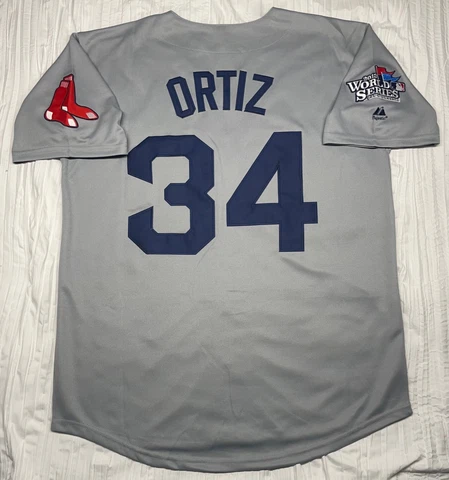 RED SOX JERSEY #34 DAVID ORTIZ SIZE L-3XL WORLD SERIES 2013 GRAY STITCHED MENS Cover