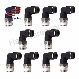 Push to Connect Air Pneumatic Fittings 90 Degree Elbow 8mm Tube OD x 1/4" Male - Picture 1 of 5