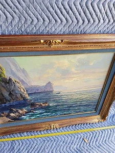 Fulvio Di Sorrento, gruta azul al óleo original firmada, costa de Capri - Imagen 1 de 10