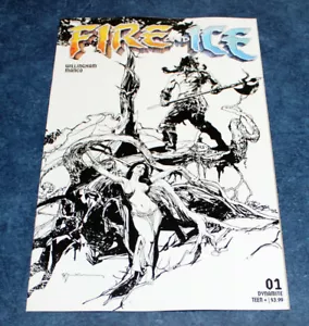 FIRE AND ICE #1 L 1:20 SIENKIEWICZ line art variant 1st print DYNAMITE 2023 NM - Picture 1 of 1
