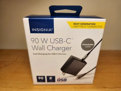 Insignia 90W USB-C Wall Charger USB Type C + 8’ Cable Cord Fast Charging NEW - Image 1 of 2