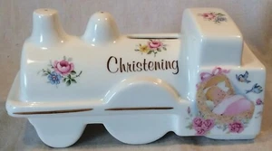 Lovely POLLY-ANNA Fine Bone China “Christening” Train Shaped MoneyBox - Picture 1 of 9