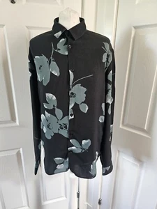 The Kooples Black Floral Blouse Size Medium Relaxed Fit Long Sleeved - Picture 1 of 11