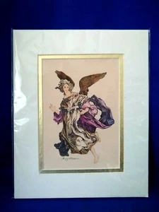Artist Nancy Stirm GUARDIAN ANGEL Hand colored print 10" x 8" NEVER FRAMED! - Picture 1 of 6