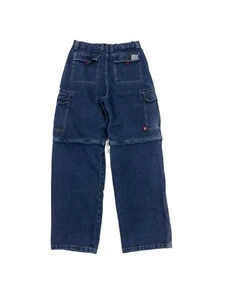 Y2k Plugg Convertible Baggy Cargo Pants Shorts Jeans Womens Size 20 (28/31) Blue - Picture 1 of 7