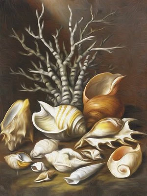 FLEKMANART CORAL AND SHELLS by P. Porpora Tile Mural Kitchen Wall Backsplash Marble Ceramic
