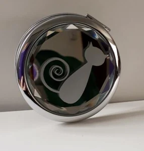 Beautiful Cat design Compact Mirror - Silver crystal top - Picture 1 of 4