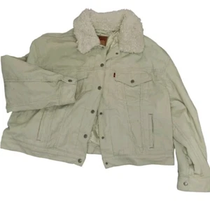 Levi's Plus Size Cropped Trucker Jacket Green Denim 2X NWT Mint Sherpa Corduroy - Picture 1 of 24