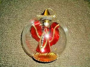 VINTAGE anni 80? WALT DISNEY? ORNAMENTO ANGELO ROSSO ORO SOFFIATO A MANO - 5" X 12" - USATO IN OTTIME CONDIZIONI - Foto 1 di 11