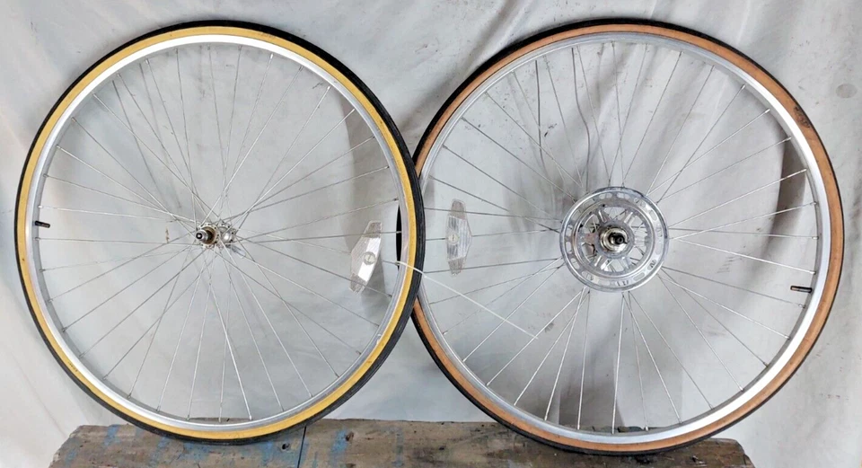 Araya Rigida Vintage 27" Road Bike Wheel Set Freewheel Silver Fast USA Shipping! - Image 1 of 4