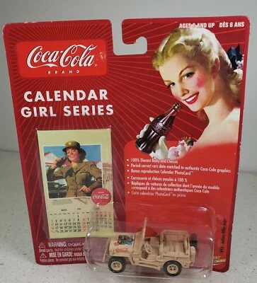 Johnny Lightning Military Willys Jeep #12 Coca-Cola Calendar Girl 1:64 Diecast  - Image 1 of 4