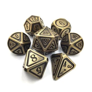 7x Metal Polyhedral Dices Set D4/D6/D8/D10/D12/D20 for Board Gaming Toys - Picture 1 of 7