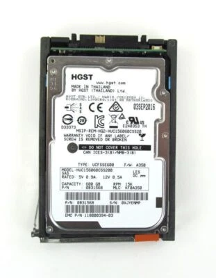 EMC VNX V4-2S15-600 600GB 15K 2.5" 6Gb/s 005050847 SAS HARD DRIVE - Image 1 of 4