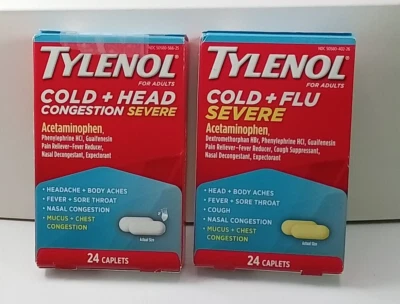 Tylenol Resfriado + Gripe Medicina Severa Descongestionante Nasal y Expectorante 48 Comprimidos Foto 1 de 3