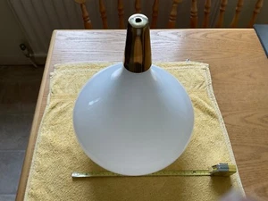 Large Globe Pearl White Glass Hanging Lampshade with Metal Top, 30cm x 38cm Tall - Picture 1 of 4
