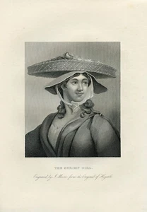 THE SHRIMP GIRL - Vintage Engraving - William Hogarth #J609 - Picture 1 of 2