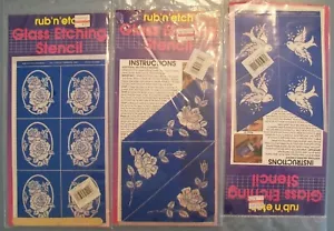 Rosen & Vögel Glas Radierschablonen, Permanent, RÜSTUNGSPRODUKTE Vintage Muster - Bild 1 von 6