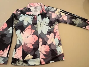 Adidas Pastel Floral Print Full Zip Track Jacket Girls L 14 *Read* - Picture 1 of 8