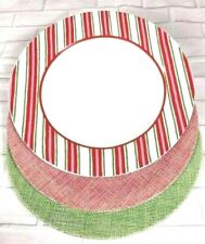Royal Stafford Ceramic Plates Hopsack Red Green Christmas Holiday Stripe Lot 3x