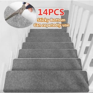14Pcs Non-Slip Carpet Stair Treads Floor Mat Protection Cover Step Staircase Pad - Picture 1 of 20