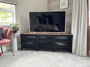 IKEA FJALLBO Industrial Style TV Bench Black, Solid Wood - Picture 1 of 2