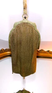 Early WHITING Gold Tone Soldered Mesh Bag , Lapis Stone Clasp, Ca. 1892 - 1896 - Picture 1 of 9